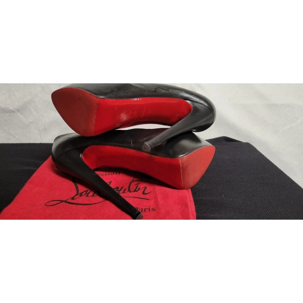 Black Leather Daffodile Christian Louboutin Platform Pumps Size 38
